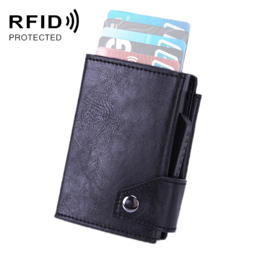 Anti-Theft Aluminum Alloy Coin Purse RFID Anti-Degaussing Automatic Pop-Up PU Bank Card Bag