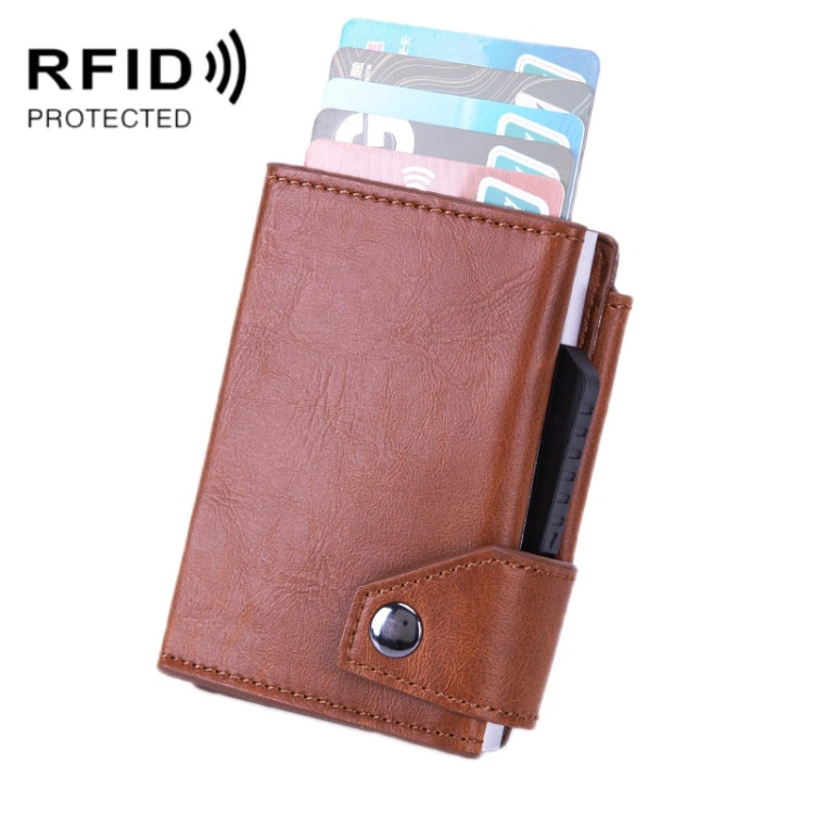 Anti-Theft Aluminum Alloy Coin Purse RFID Anti-Degaussing Automatic Pop-Up PU Bank Card Bag