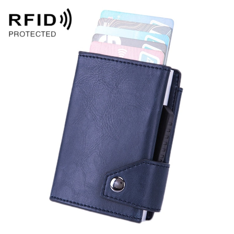 Anti-Theft Aluminum Alloy Coin Purse RFID Anti-Degaussing Automatic Pop-Up PU Bank Card Bag