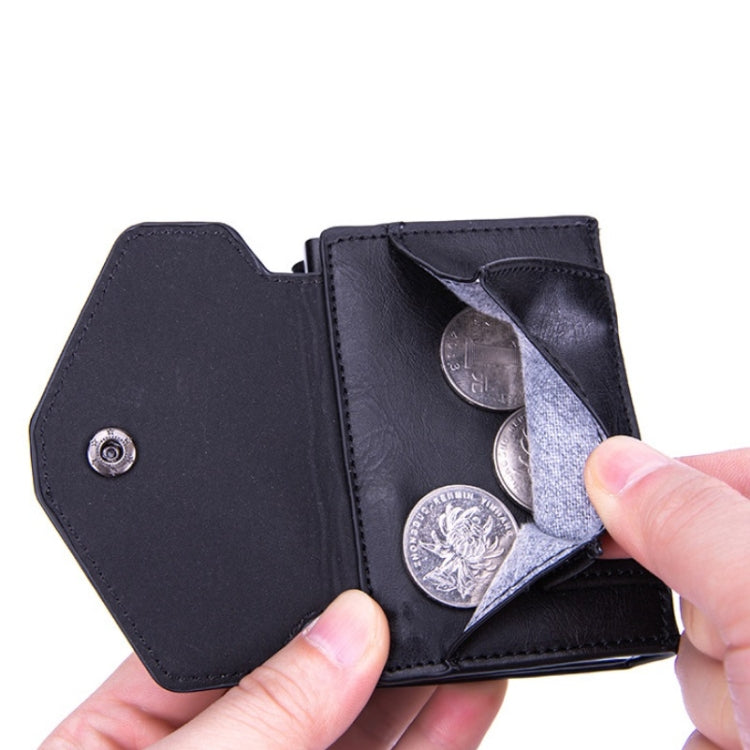 Anti-Theft Aluminum Alloy Coin Purse RFID Anti-Degaussing Automatic Pop-Up PU Bank Card Bag