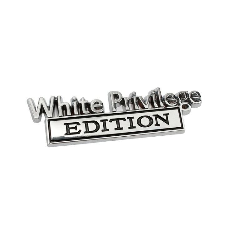2 PCS Car Metal Leaf Board Car Logo White Privilege Edition Modified Car Body Sticker Sign