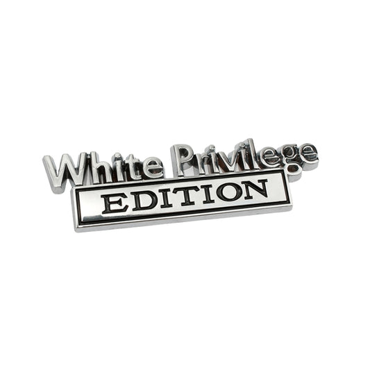 2 PCS Car Metal Leaf Board Car Logo White Privilege Edition Modified Car Body Sticker Sign