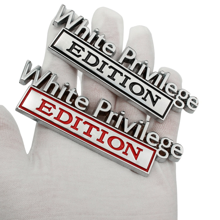 2 PCS Car Metal Leaf Board Car Logo White Privilege Edition Modified Car Body Sticker Sign