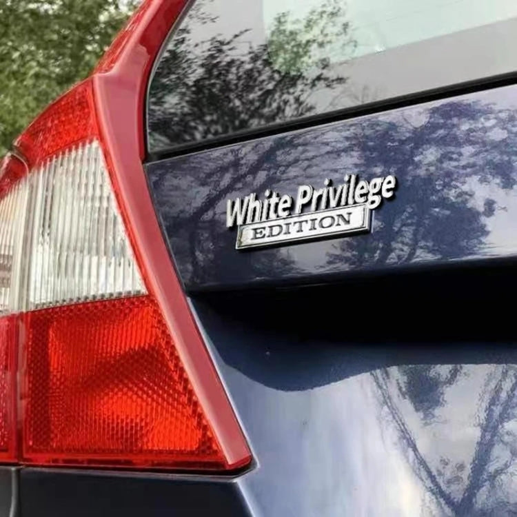 2 PCS Car Metal Leaf Board Car Logo White Privilege Edition Modified Car Body Sticker Sign