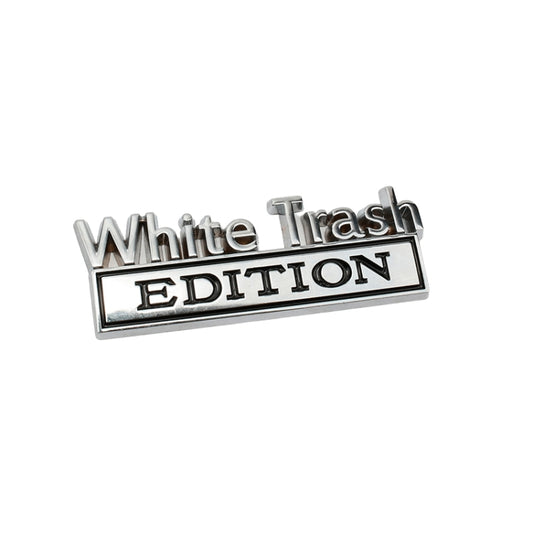 2 PCS Car Metal Modification Standard White Trash Edition Car Label Stickers