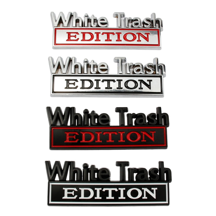 2 PCS Car Metal Modification Standard White Trash Edition Car Label Stickers