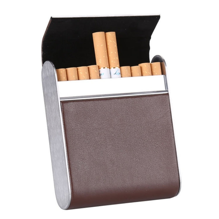 Men Metal Fiber Leather Magnetic Buckle Cigarette Case