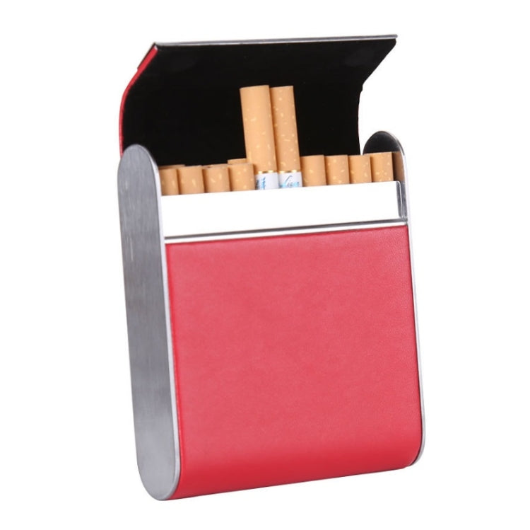 Men Metal Fiber Leather Magnetic Buckle Cigarette Case