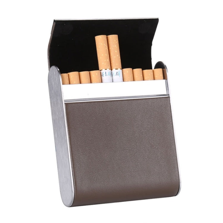Men Metal Fiber Leather Magnetic Buckle Cigarette Case