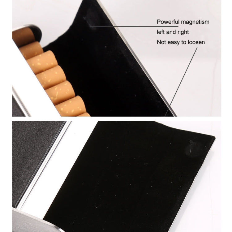 Men Metal Fiber Leather Magnetic Buckle Cigarette Case