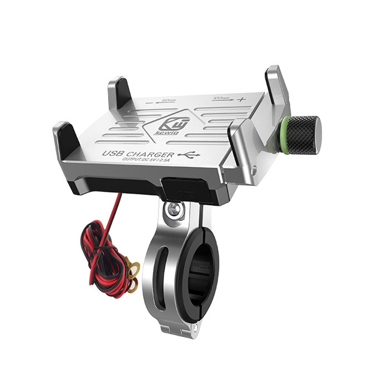 Kewig M6 Aluminum Alloy Motorcycle Mobile Phone Bracket Rechargeable With Switch Waterproof Stable Navigation Bracket
