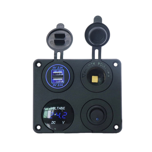 Automobile Motorcycle Ship Modified Universal Dual USB Socket Voltage Measuring Machine Switch 4 In 1 Combined Panel
