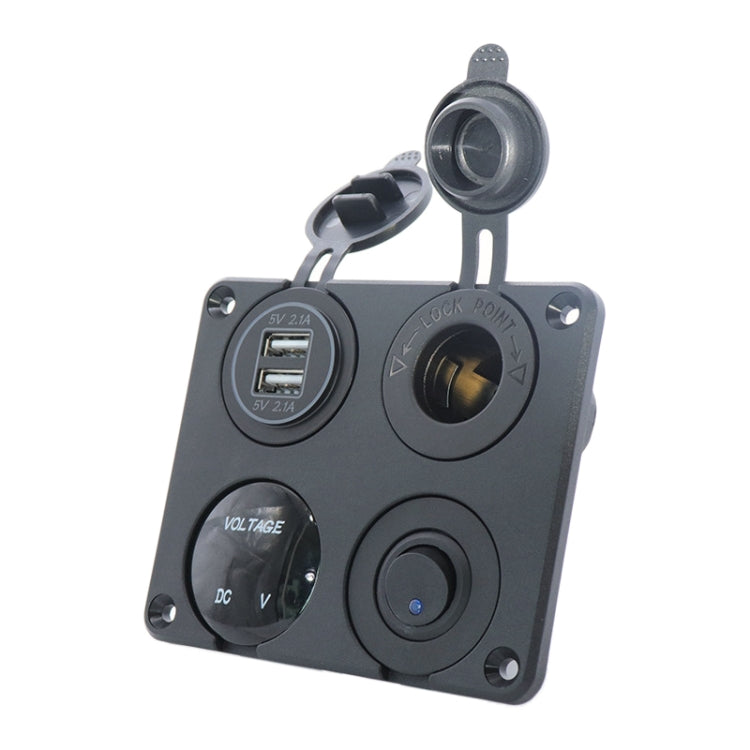 Automobile Motorcycle Ship Modified Universal Dual USB Socket Voltage Measuring Machine Switch 4 In 1 Combined Panel