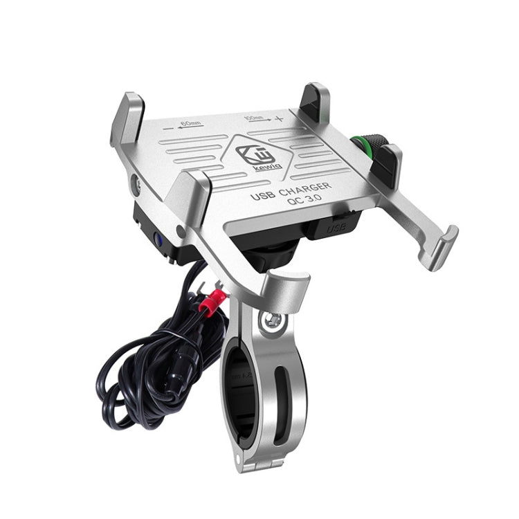 Kewig M6-S 12V Motorcycle Waterproof Aluminum Alloy Mobile Phone Bracket With QC3.0 Fast Charging