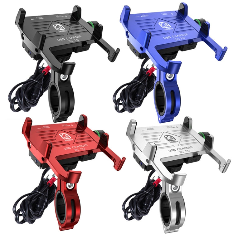 Kewig M6-S 12V Motorcycle Waterproof Aluminum Alloy Mobile Phone Bracket With QC3.0 Fast Charging