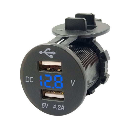 4.2A Dual USB With Voltage Display Mobile Phone Charger Socket Power Supply 12V Car Motorcycle