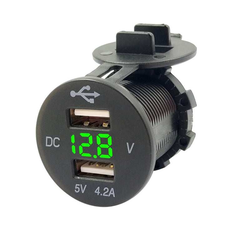 4.2A Dual USB With Voltage Display Mobile Phone Charger Socket Power Supply 12V Car Motorcycle