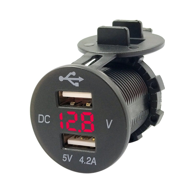 4.2A Dual USB With Voltage Display Mobile Phone Charger Socket Power Supply 12V Car Motorcycle