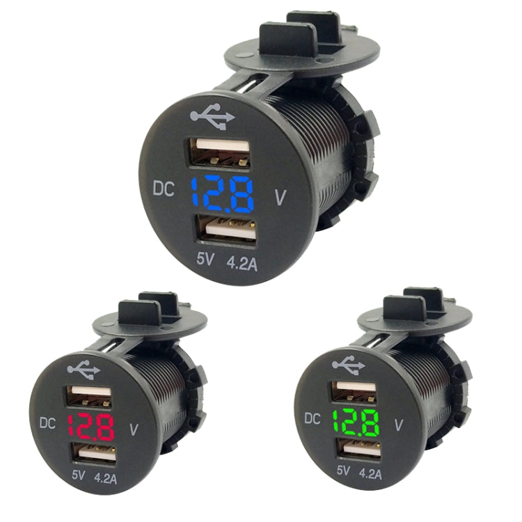 4.2A Dual USB With Voltage Display Mobile Phone Charger Socket Power Supply 12V Car Motorcycle