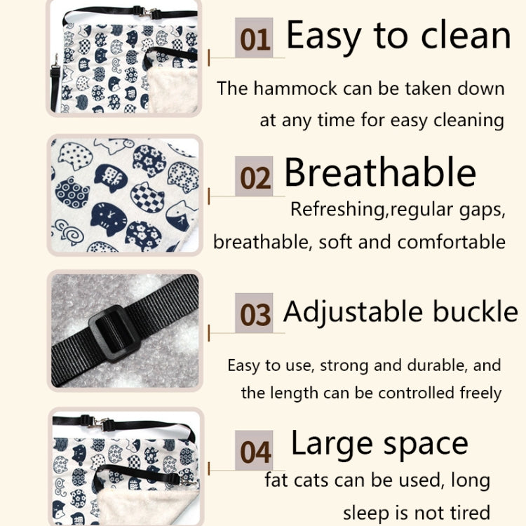 PE-160 Canvas Hanging Cat Cage Hammock Adjustable Length Swing Pet Nest
