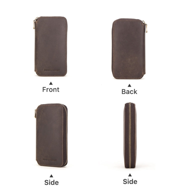 Contacts Family  CF1114 Leather Watch Box Retro Crazy Horse Leather Zipper Couple Watch Bag