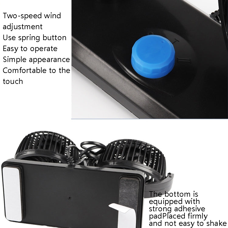 Car Fan Portable Mini Adjustable Car Double-Headed Electric Fan