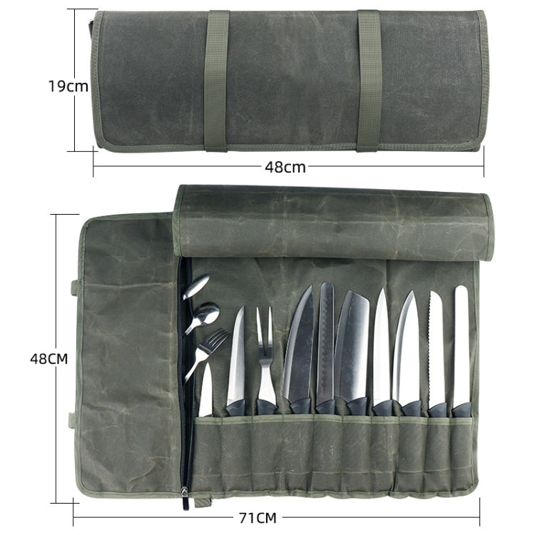 Oil Wax Canvas Roll Chef Knife Storage Bag