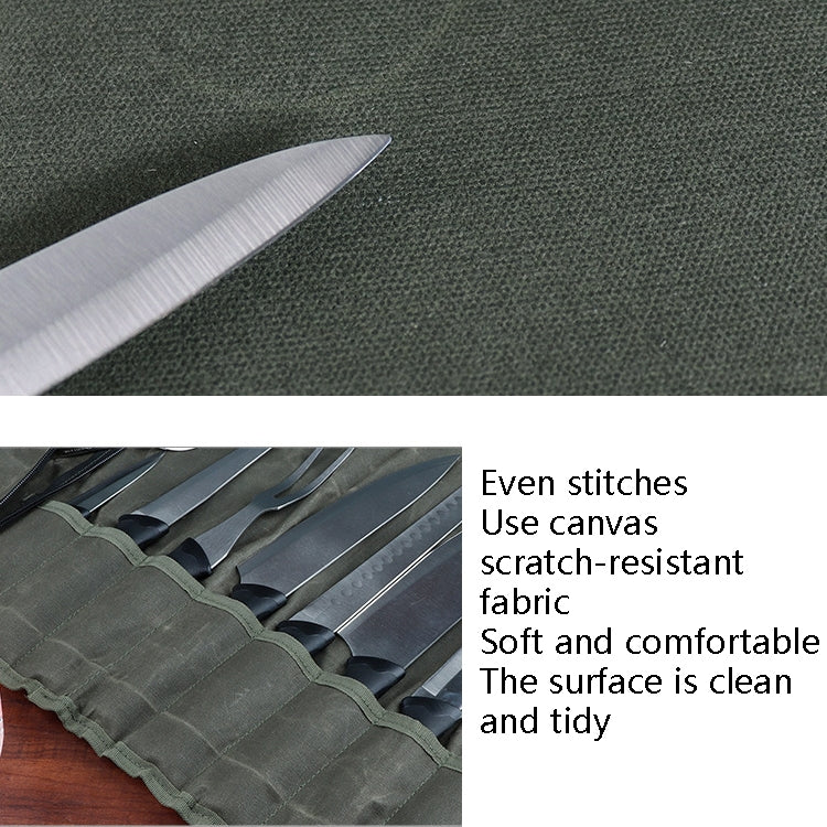 Oil Wax Canvas Roll Chef Knife Storage Bag