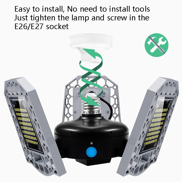 LED Industrial Mining Light Waterproof Light Sensor Folding Tri-Leaf Garage Lamp