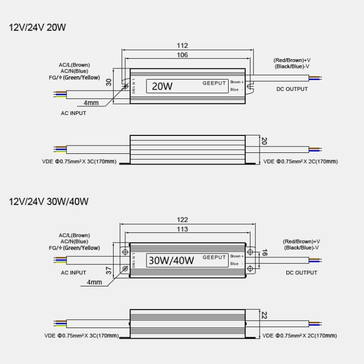 GEEPUT 220V Turn 12V LED Waterproof Power Supply Transformer