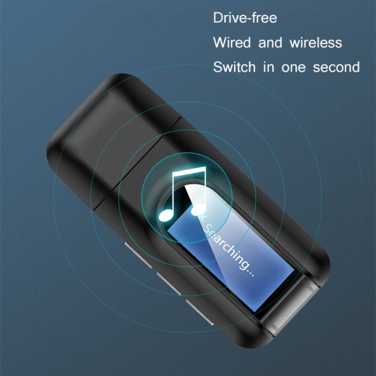 T11 2 In 1 USB Bluetooth 5.0 Transmitter And Receiver Audio Adapter With LCD Screen（Black）