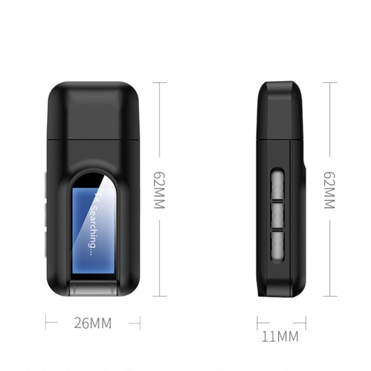 T11 2 In 1 USB Bluetooth 5.0 Transmitter And Receiver Audio Adapter With LCD Screen（Black）