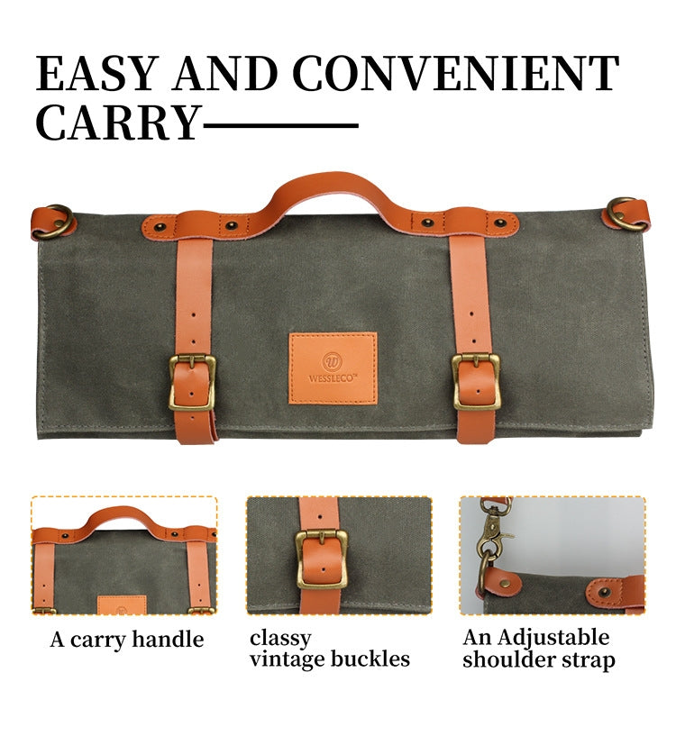 WESSLECO Canvas Roll Chef Knife Storage Bag