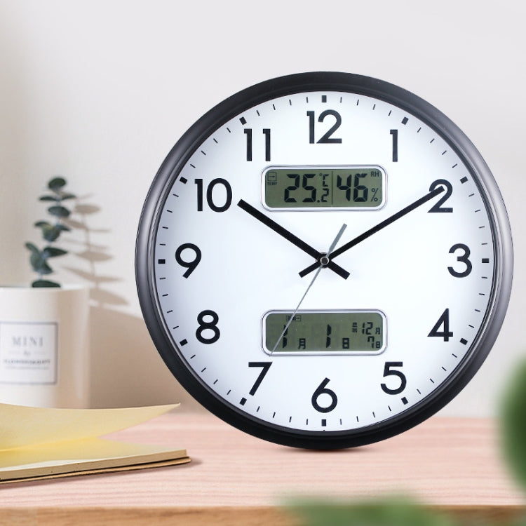 13 Inch Dual-screen LED Display Wall Clock Living Room Temperature And Humidity Calendar Multi-function Clock