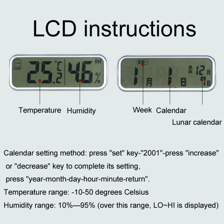 13 Inch Dual-screen LED Display Wall Clock Living Room Temperature And Humidity Calendar Multi-function Clock