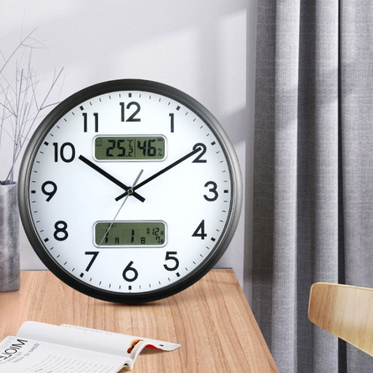 13 Inch Dual-screen LED Display Wall Clock Living Room Temperature And Humidity Calendar Multi-function Clock