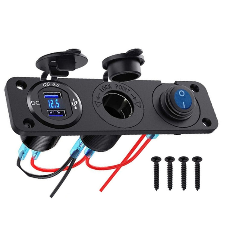 12-24V Car Ship Waterproof USB Charging Cigarette Lighter Master 3 In 1 Combined Panel Switch