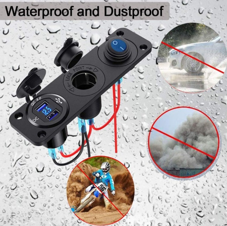 12-24V Car Ship Waterproof USB Charging Cigarette Lighter Master 3 In 1 Combined Panel Switch