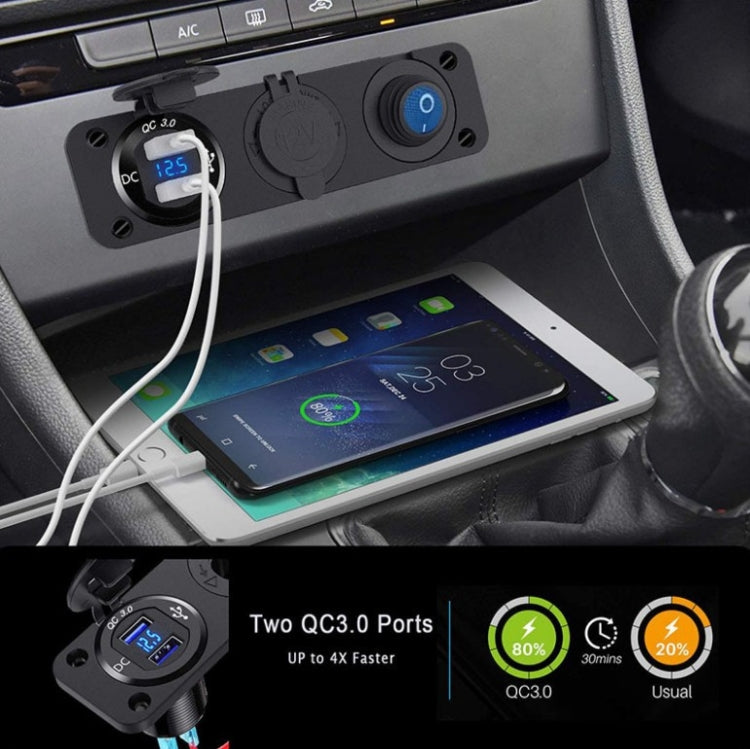 12-24V Car Ship Waterproof USB Charging Cigarette Lighter Master 3 In 1 Combined Panel Switch