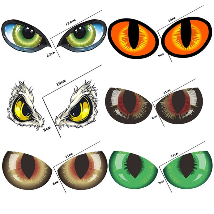 1pc Car Reflective Car Sticker Rearview Mirror Eye Funny Sticker 3D Scratch Blocking Body Sticker Decorative Sticker