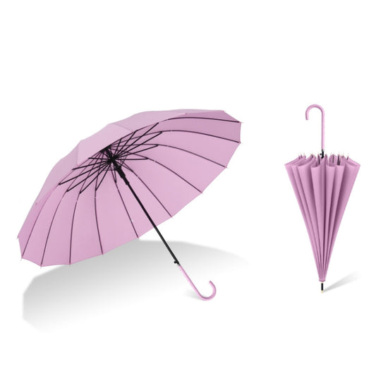 16 Bone Plain Straight Umbrella Small Fresh Long Handle Umbrella, High Indigo, Grapefruit Pink, Matcha Green, Orange, Apricot, Dark Blue, Mint Green, Charm Blue, Ginger, Red Wine, Violet, Classic Black, Vanilla Green, Wood Handle High Indigo