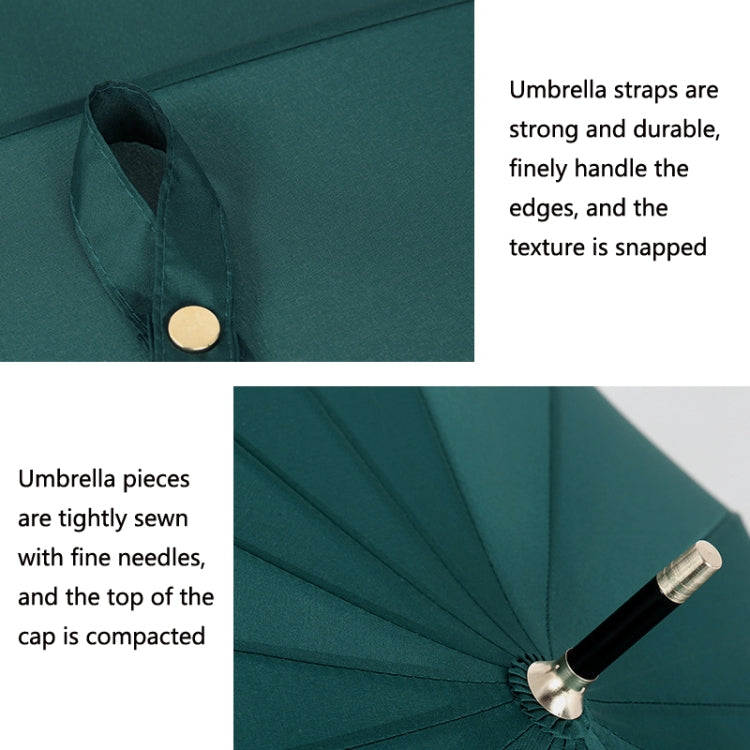 16 Bone Plain Straight Umbrella Small Fresh Long Handle Umbrella
