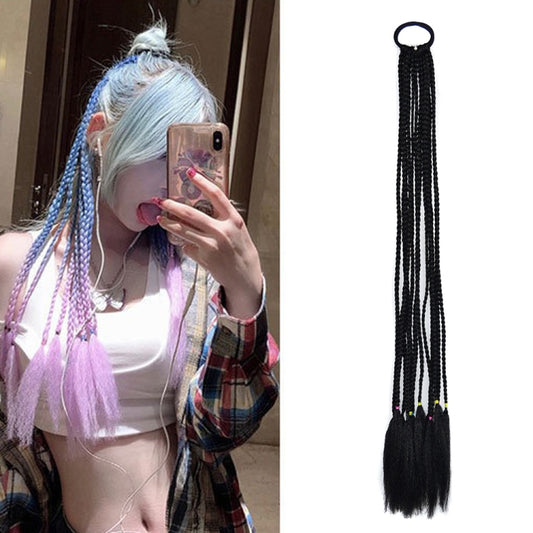 FQXBMW Colorful Braid Hair Band Wigs Corn Silk Colorful Dreadlocks Ponytail, Color: 1
