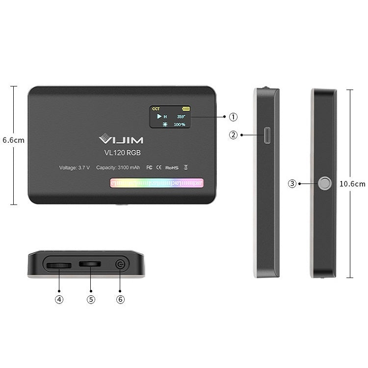 Ulanzi VL120 RGB Full Color RGB SLR Camera Photography Live Photo Video Small Light