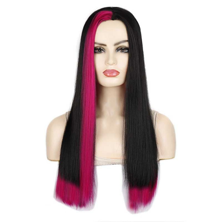 Fashion Medium Haircut Side Bangs Highlight Color Long Straight Wig