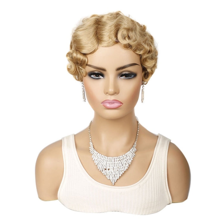 Ladies Short Hair Wig Retro Water Wave Curly Wig