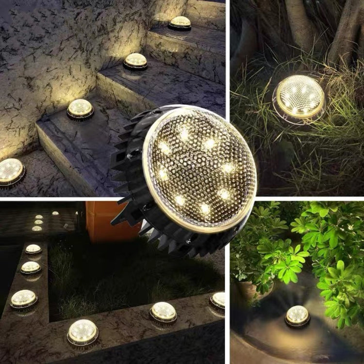 8 LEDs Solar Circular Underground Light Outdoor Waterproof Lawn Stair Light, Light Color:
