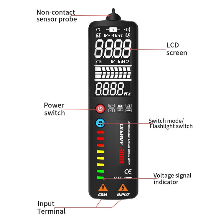 BSIDE Dual-Mode Smart Large-Screen Display Multimeter Electric Pen Portable Voltage Detector