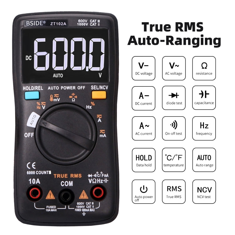 BSIDE ZT102A LCD Display 6000 Words AUTO Intelligent Gear Automatic Range Digital Multimeter