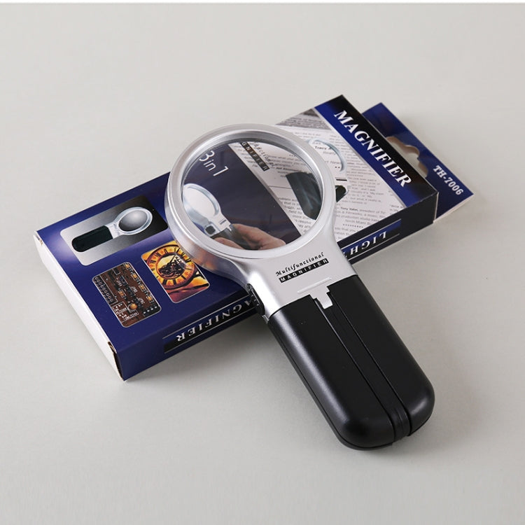Th7006 Multi-Function Folding Magnifying Mirror With LED Lamp Hold Bracket Two-Purpose Reading Repair Acrylic 3 Times Magnifier